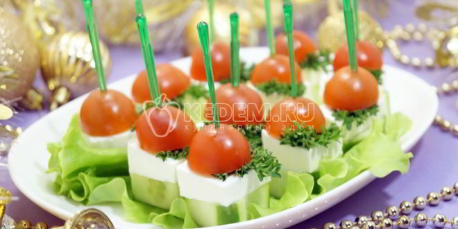 Рецепт овощного канапе с сыром фета