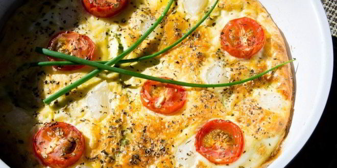 Рецепт фриттаты с черри, кабачком и горохом