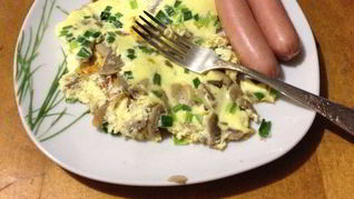 Рецепт Омлета с шампиньонами и зеленым луком