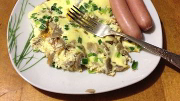 Рецепт Омлета с шампиньонами и зеленым луком