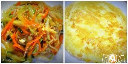 Шаг 4: омусобы — японского омлета с овощам и соусом тонкацу