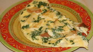 Рецепт Пышного омлета с гренками