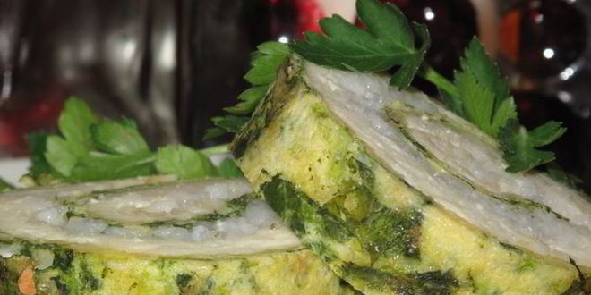 Рецепт рулета-омлета со шпинатом