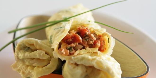 Рецепт рулетиков из омлета