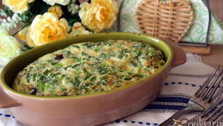 Рецепт Зеленого омлета с брокколи, шампиньонами и кускусом