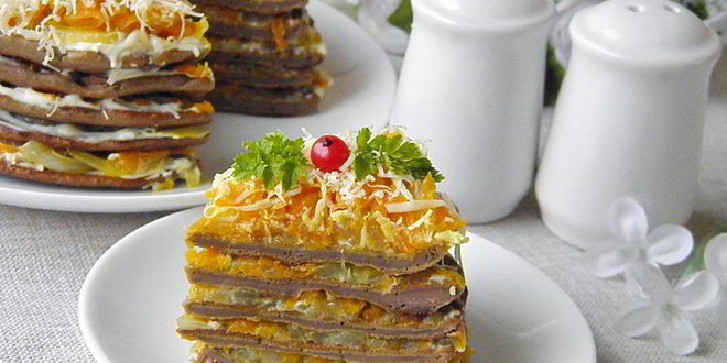 Рецепт Печеночного торта из куриной печени