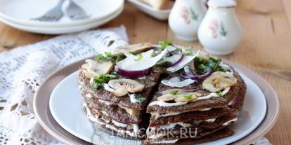 Шаг 6: печеночного торта с грибами