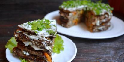 Шаг 15: печеночного торта с морковью и луком