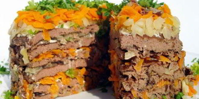 Рецепт печеночного торта с морковью