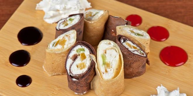 Рецепт блинных роллов с мармеладом