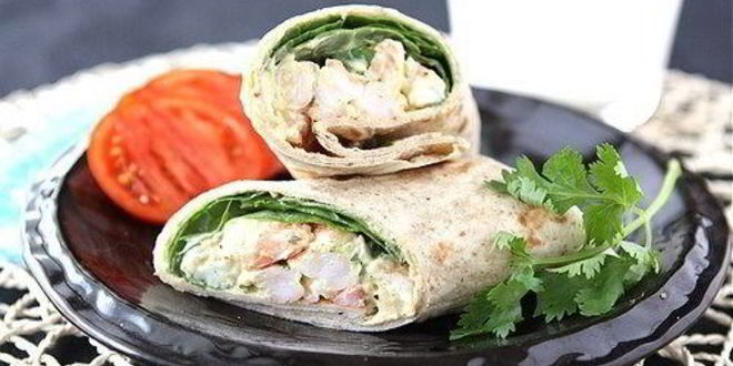 Рецепт ролла с креветками, йогуртом, карри и шпинатом