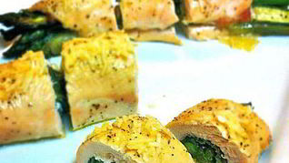 Рецепт Роллов из курицы со спаржей, сыром, прошутто