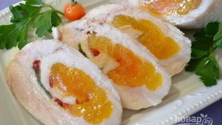 Рецепт Куриного рулета с курагой