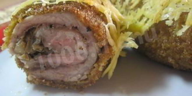 Рецепт мясных рулетиков с грибами