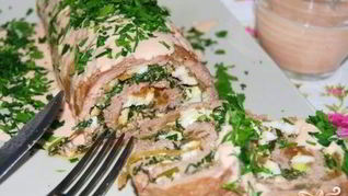 Рецепт Рулета из фарша с грибами