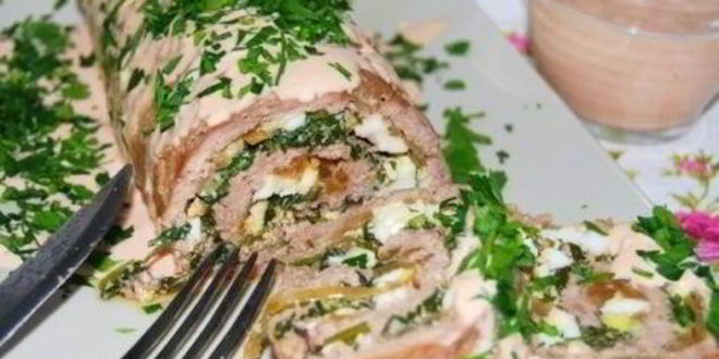 Рецепт рулета из фарша с грибами