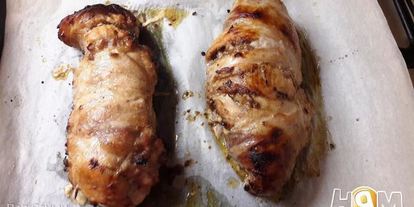 Шаг 10: рулета из кролика с омлетом и ананасом