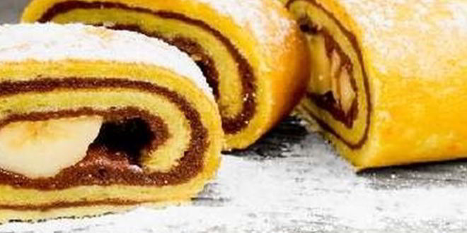 Рецепт рулета медового с бананом