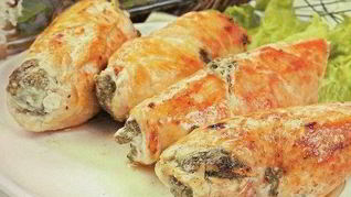 Рецепт Рулетиков из куриного филе со шпинатом