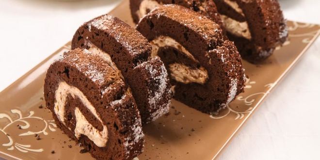 Рецепт Шоколадного рулета с бананами