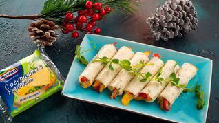 Рецепт Сырных рулетиков с копченой курицей