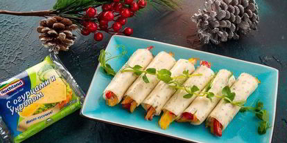 Шаг 8: сырных рулетиков с копченой курицей