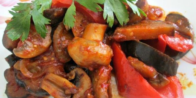 Рецепт соте из баклажан с грибами