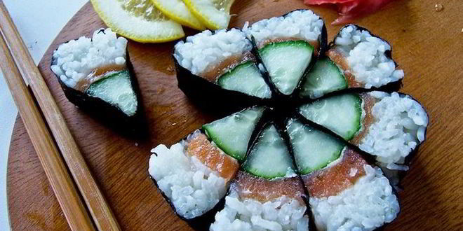 Рецепт суш-ролла огуречный цветок