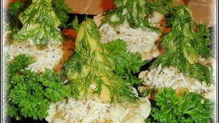 Рецепт Новогодних фаршированных тарталеток с творогом и баклажанами