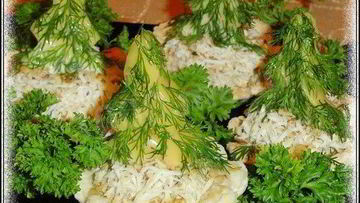 Рецепт Новогодних фаршированных тарталеток с творогом и баклажанами