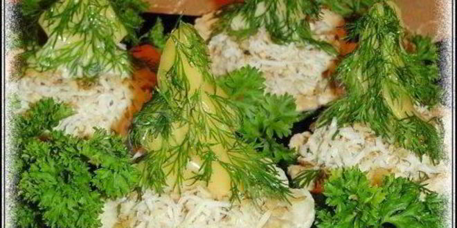 Рецепт Новогодних фаршированных тарталеток с творогом и баклажанами