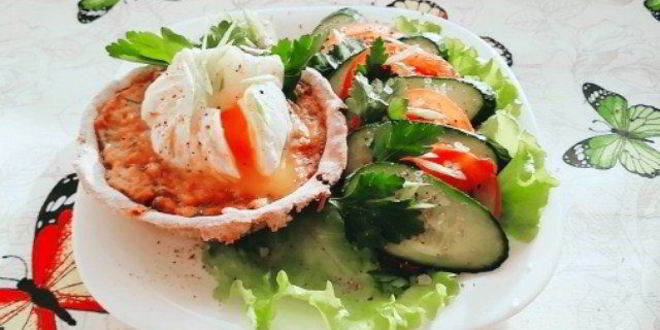 Рецепт ржаных тарталеток с паштетома иза тунцев и яйцома пашота