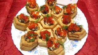 Рецепт Тарталеток с грибами и креветками