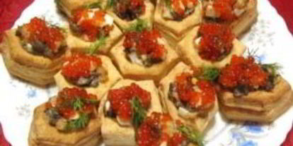 Шаг 2: тарталеток с грибами и креветками