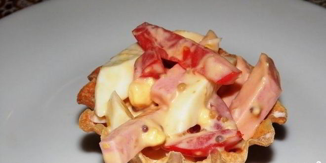 Рецепт тарталеток с копченой колбасой