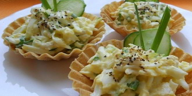 Рецепт тарталеток с курицей и огурцом