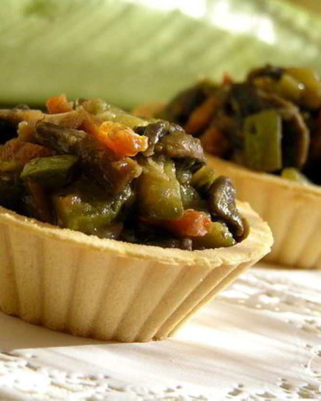 Рецепт тарталеток с начинкой из овощей и грибов