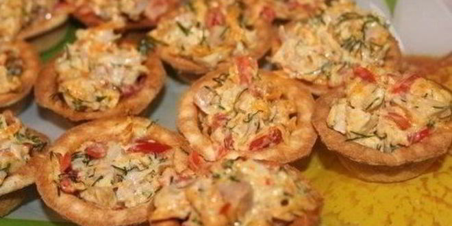 Рецепт Закусочных тарталеток с копченой курицей
