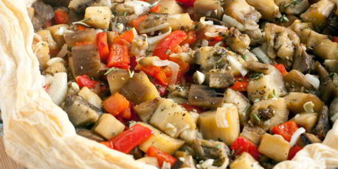 Рецепт быстрого тарта с баклажанами