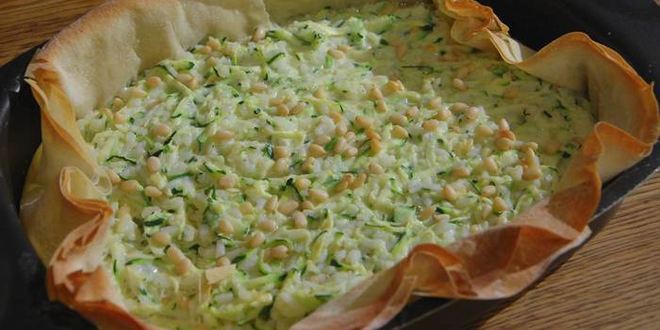 Рецепт тарта с цукини, рисом и кедровыми орешками