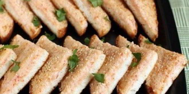 Рецепт хрустящих креветочных тостов с кунжутом