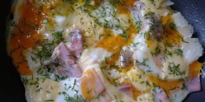 Рецепт Яичницы с ветчиной и сыром