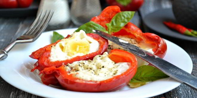 Рецепт яичницы в перце в микроволновке