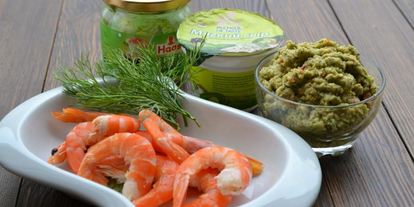 Шаг 1: закуски с креветками и мягким сыром