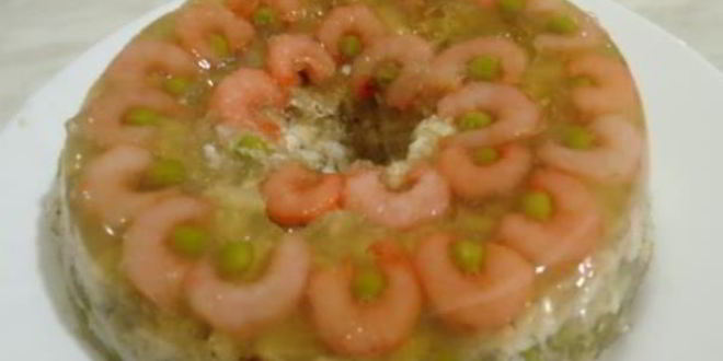 Рецепт заливного из рыбы и креветок