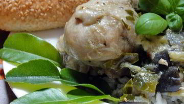 Рецепт Зеленого, горячего карри с баклажанами и курицей