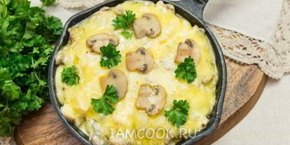 Шаг 9: жульена с курицей и грибами на сковороде